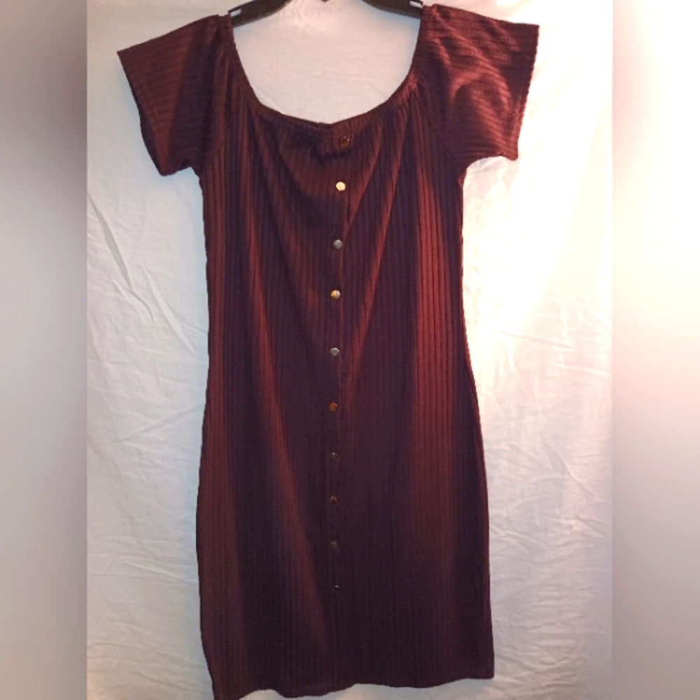 Woman's Say What off the shoulder burgundy dress